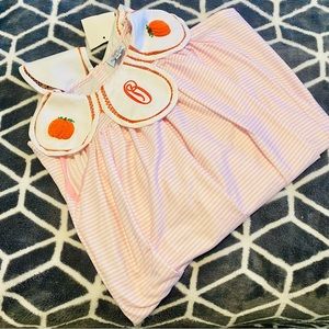 Busy Bee Fall Pumpkin Smocked Dress “O” initial